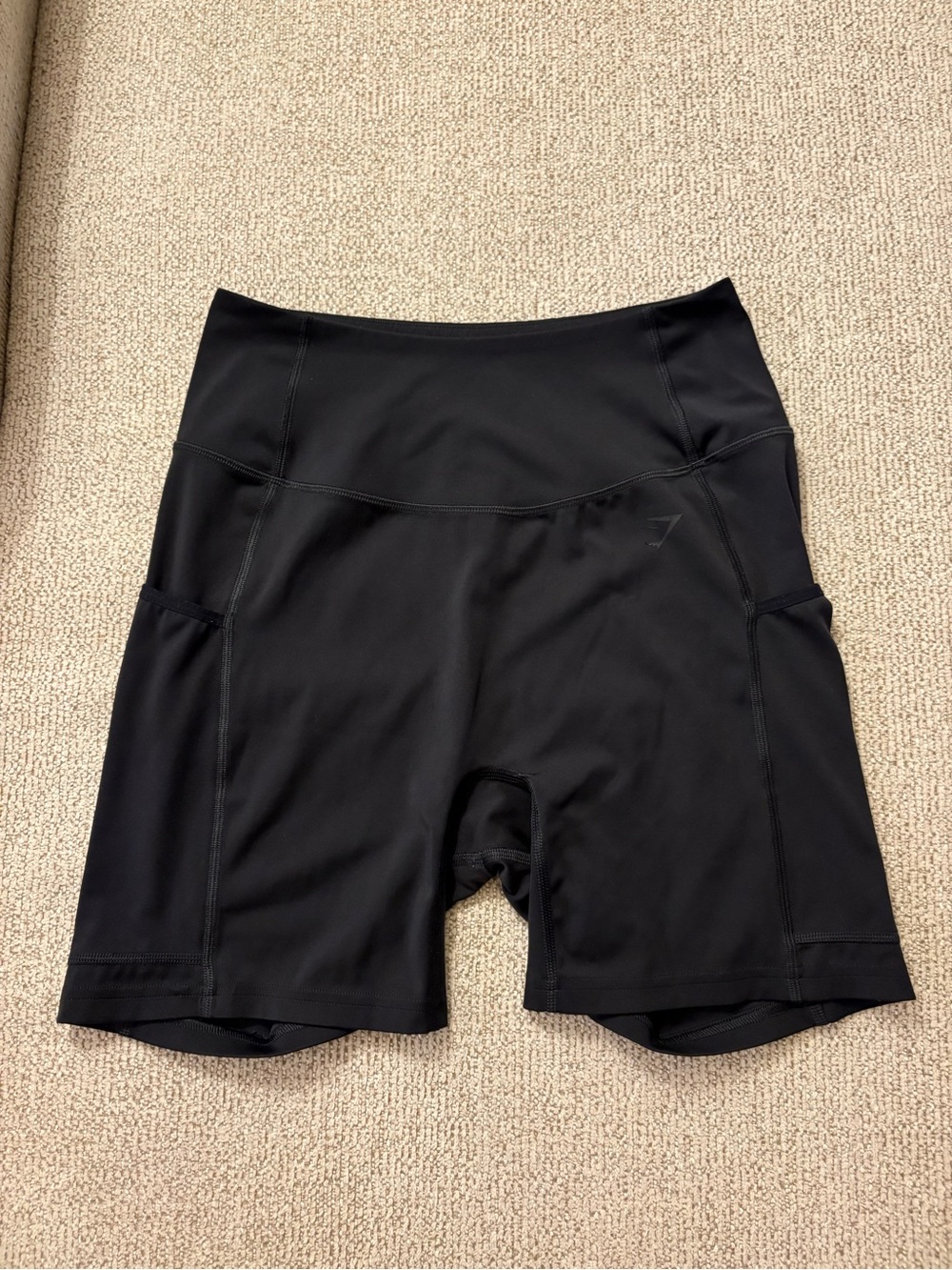 Gymshark Black High-Rise Bike Shorts with Side Pockets